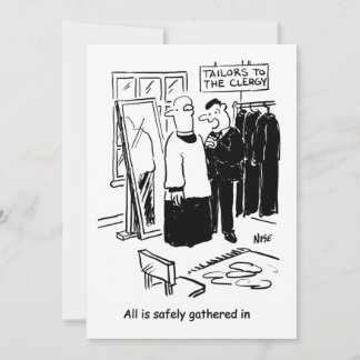 Cartes Pour Fêtes Annuelles Le vicaire a un essayage de soutane Église Cartoon