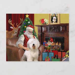 Cartes Pour Fêtes Annuelles Le vieux chien de berger anglais du Père Noël