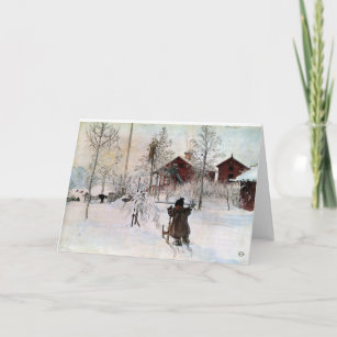 Cartes Pour Fêtes Annuelles "Le yard et le Lavage-House" par Carl Larsson