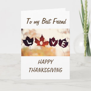 CARTES POUR FÊTES ANNUELLES LEAVES OF LOVE AT THANKSGIVIVIVING ***BEST FRIEND*