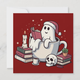 Cartes Pour Fêtes Annuelles Lecteur fantôme de livres Noël Enseignant Biblioph