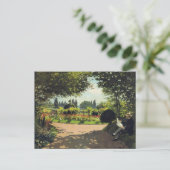 Cartes Pour Fêtes Annuelles Lecture dans le jardin, Monet célèbre peinture (Debout devant)
