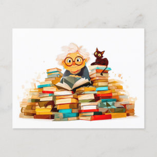 Cartes Pour Fêtes Annuelles Lecture de livres avec des expres gais