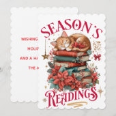 Cartes Pour Fêtes Annuelles Lectures de saison Kitten Cozy  (Devant / Derrière)