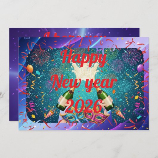 Cartes Pour Fêtes Annuelles Led New year greeting (Devant / Derrière)