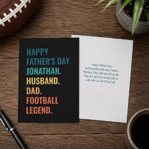 Cartes Pour Fêtes Annuelles Légende du football personnalisée Mari Fête des pè