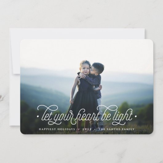 Cartes Pour Fêtes Annuelles Léger | Photo horizontale simple et élégante (Devant)