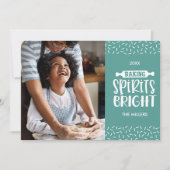 Cartes Pour Fêtes Annuelles Léger Vert pâtisserie de Noël Spiritueux Photo bri (Devant)