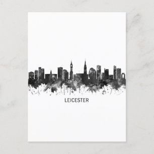 Cartes Pour Fêtes Annuelles Leicester England Skyline BW