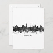 Cartes Pour Fêtes Annuelles Leicester England Skyline BW (Devant / Derrière)