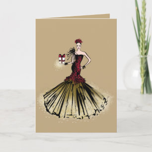 Cartes Pour Fêtes Annuelles L'Élégante Dame en Or