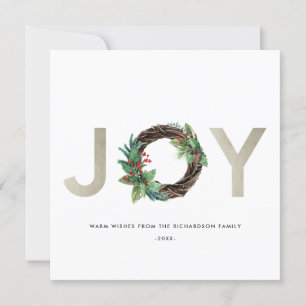CARTES POUR FÊTES ANNUELLES L'ÉLÉGANTE HOLLY BERRY SILVER JOY WREATH NOËL