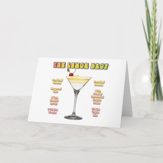 Cartes Pour Fêtes Annuelles LEMON DROP MARTINI Cocktail Recette Art (Devant)