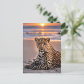 Cartes Pour Fêtes Annuelles Léopard sur la plage (Debout devant)