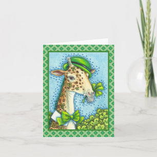 CARTES POUR FÊTES ANNUELLES LEPRECHAUN GIRAFFE, COLORÉ ST. JOUR DE PATRICK