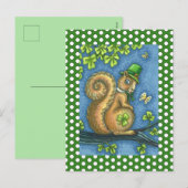 CARTES POUR FÊTES ANNUELLES LEPRECHAUN SQUIRREL, ST. LA JOURNÉE DE PATRICK (Devant / Derrière)