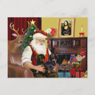 Cartes Pour Fêtes Annuelles Les 2 Dachshunds du Père Noël (b-t)