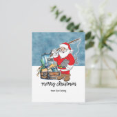 Cartes Pour Fêtes Annuelles Les amoureux de la pêche Noël avec Père Noël Fish (Debout devant)