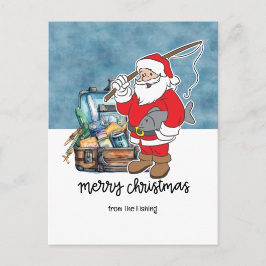 Cartes Pour Fêtes Annuelles Les amoureux de la pêche Noël avec Père Noël Fish (Devant)