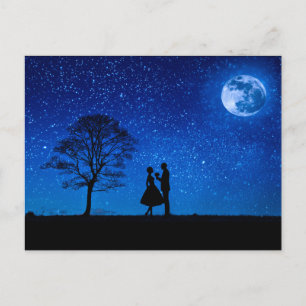 Cartes Pour Fêtes Annuelles Les amoureux en pleine lune