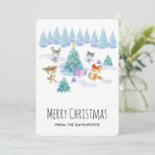 Cartes Pour Fêtes Annuelles Les Animaux De Forêt Dansant Autour De L'Arbre De (Debout devant)