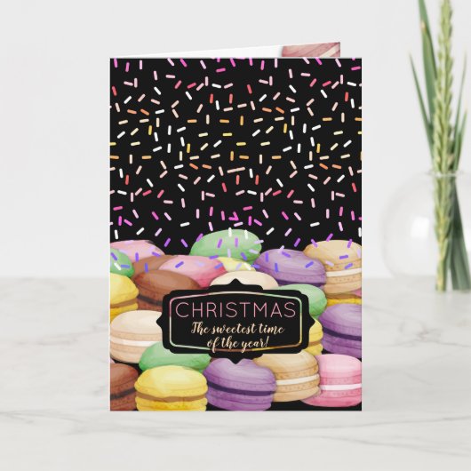 Cartes Pour Fêtes Annuelles Les biscuits macarons de Noël arrosent la cuisson (Devant)