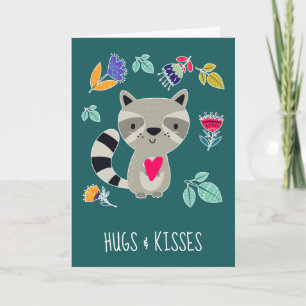 Cartes Pour Fêtes Annuelles Les câlins et les baisers. Funny Raccoon Saint Val