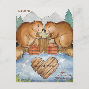 Cartes Pour Fêtes Annuelles Les castors en amour