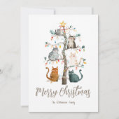 Cartes Pour Fêtes Annuelles Les chats dans l'arbre de Noël (Devant)