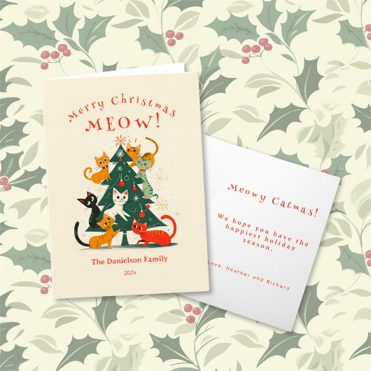 Cartes Pour Fêtes Annuelles Les chats sur l'arbre de Noël