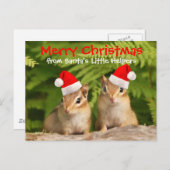 Cartes Pour Fêtes Annuelles Les Chipmunks de Santa's (Devant / Derrière)