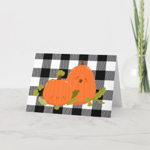 Cartes Pour Fêtes Annuelles Les Citrouilles De Thanksgiving Sur Plaid