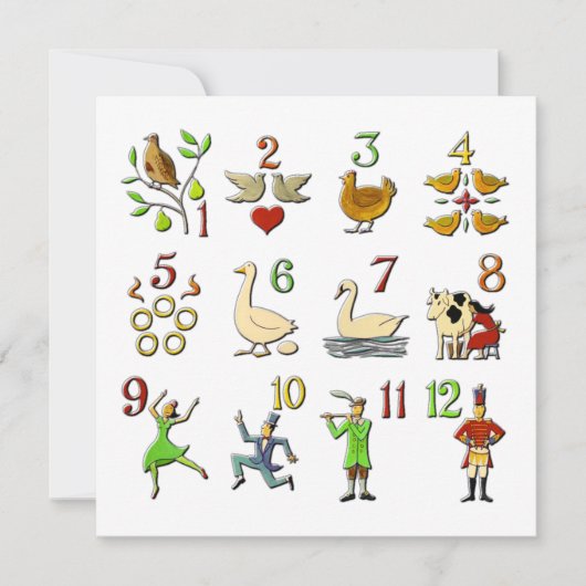 Cartes Pour Fêtes Annuelles Les douze jours de Noël (Devant)
