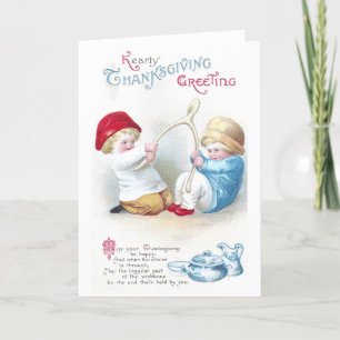Cartes Pour Fêtes Annuelles Les enfants tirent avec effort le thanksgiving