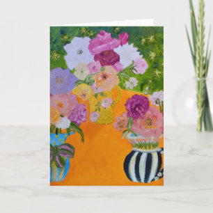 Cartes Pour Fêtes Annuelles Les fleurs dans les Vases placent les sourires sur
