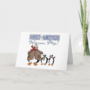 Cartes Pour Fêtes Annuelles Les flocons de neige de pingouins me chauffent des