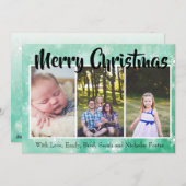 Cartes Pour Fêtes Annuelles Les flocons de neige verts personnalisent la photo (Devant / Derrière)