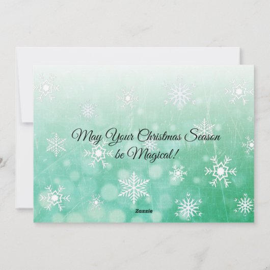 Cartes Pour Fêtes Annuelles Les flocons de neige verts personnalisent la photo (Dos)