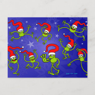 Cartes Pour Fêtes Annuelles Les grenouilles de Christmas jumping, dancing and