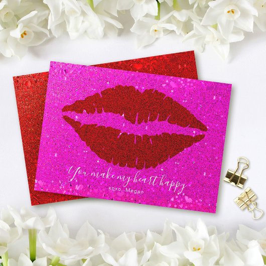 Cartes Pour Fêtes Annuelles Les lèvres rouges de Valentine Parties scintillant