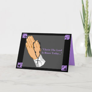Cartes Pour Fêtes Annuelles Les Mains De Prière Traversent Le Christ Le Seigne