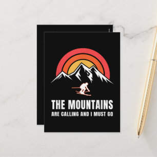 Cartes Pour Fêtes Annuelles Les montagnes m'appellent et je dois partir skieur