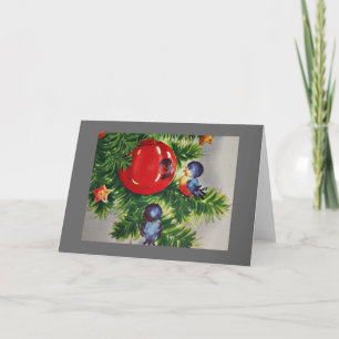 Cartes Pour Fêtes Annuelles Les oiseaux bleus dans un arbre de Noël