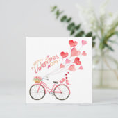 Cartes Pour Fêtes Annuelles Les oiseaux de la Saint-Valentin avec bicyclette  (Debout devant)