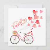 Cartes Pour Fêtes Annuelles Les oiseaux de la Saint-Valentin avec bicyclette  (Devant)
