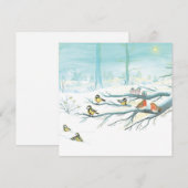 Cartes Pour Fêtes Annuelles Les oiseaux forestiers en hiver (Devant / Derrière)