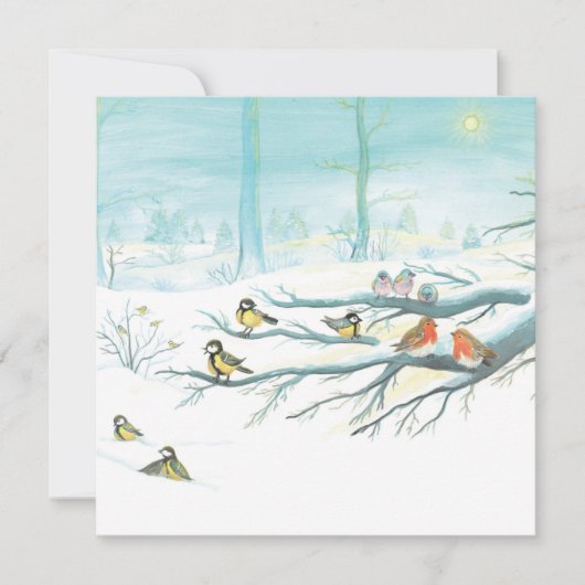 Cartes Pour Fêtes Annuelles Les oiseaux forestiers en hiver (Devant)