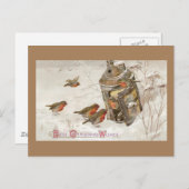 Cartes Pour Fêtes Annuelles Les oiseaux trouvent refuge dans Lantern Noël Vint (Devant / Derrière)