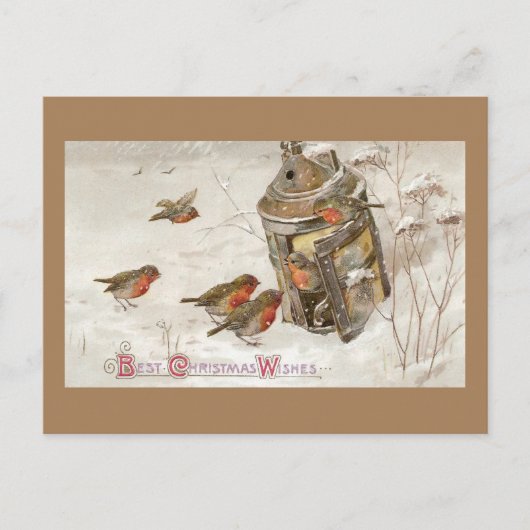 Cartes Pour Fêtes Annuelles Les oiseaux trouvent refuge dans Lantern Noël Vint (Devant)