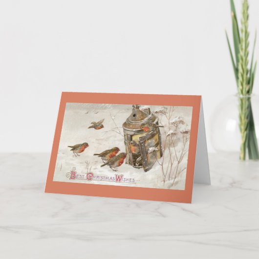 Cartes Pour Fêtes Annuelles Les oiseaux trouvent refuge dans Lantern Noël Vint (Devant)